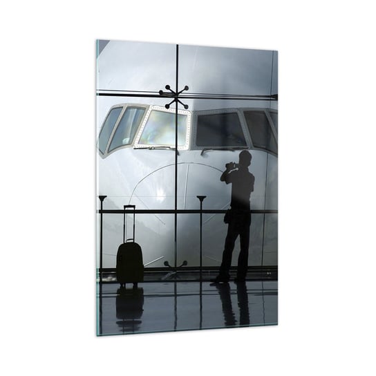 Obraz na szkle - Vis a vis na lotnisku - 80x120cm - Samolot Lotnisko Podróże - Nowoczesny szklany obraz na ścianę do salonu do sypialni ARTTOR ARTTOR
