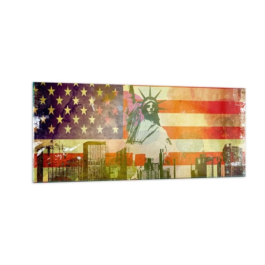 Obraz na szkle - Viva America! - 100x40cm - Nowy Jork Usa Statua Wolności - Nowoczesny foto szklany obraz do salonu do sypialni ARTTOR ARTTOR