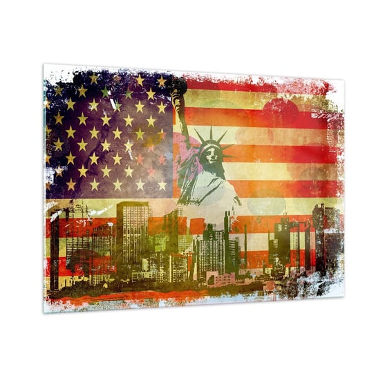 Obraz na szkle - Viva America! - 100x70cm - Nowy Jork Usa Statua Wolności - Nowoczesny foto szklany obraz do salonu do sypialni ARTTOR ARTTOR