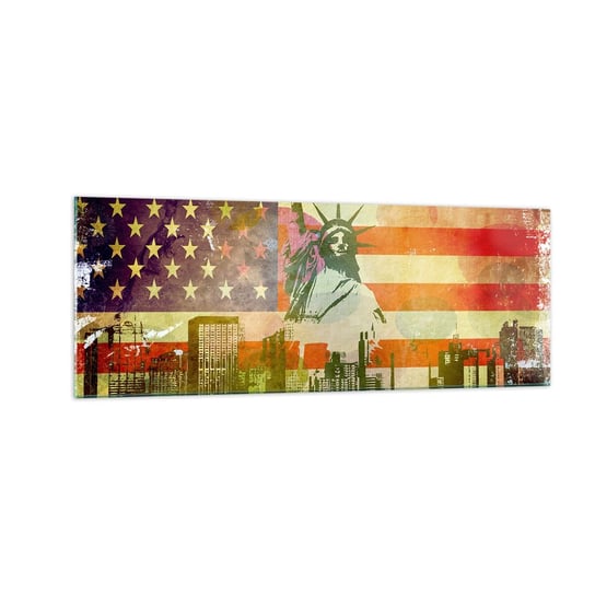 Obraz na szkle - Viva America! - 140x50cm - Nowy Jork Usa Statua Wolności - Nowoczesny szklany obraz do salonu do sypialni ARTTOR ARTTOR
