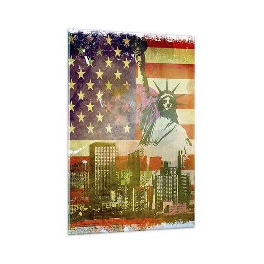Obraz na szkle - Viva America! - 70x100cm - Nowy Jork Usa Statua Wolności - Nowoczesny foto szklany obraz do salonu do sypialni ARTTOR ARTTOR