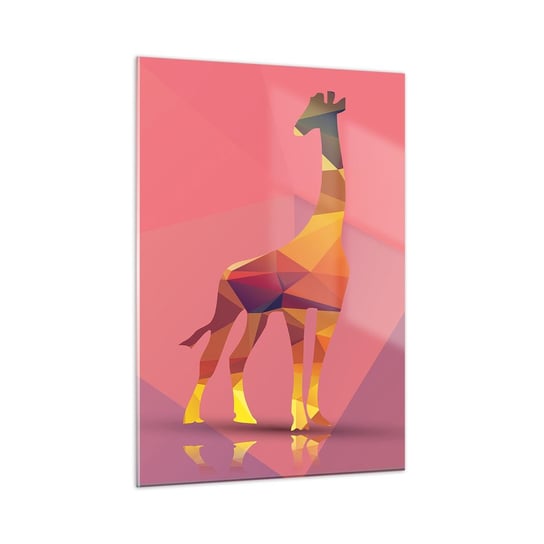Obraz na szkle - W barwach sawanny - 50x70cm - Zwierzęta Żyrafa Figura Geometryczna - Nowoczesny szklany obraz do salonu do sypialni ARTTOR ARTTOR