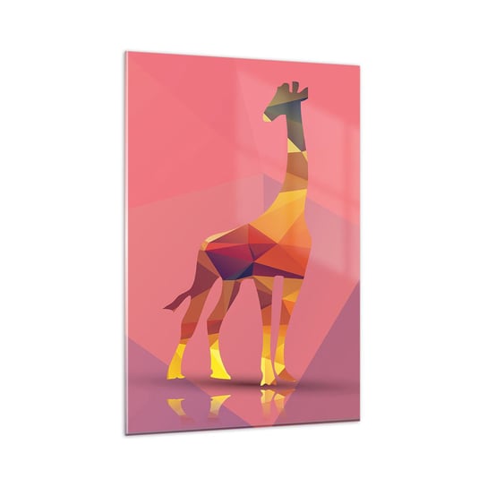 Obraz na szkle - W barwach sawanny - 80x120cm - Zwierzęta Żyrafa Figura Geometryczna - Nowoczesny szklany obraz na ścianę do salonu do sypialni ARTTOR ARTTOR