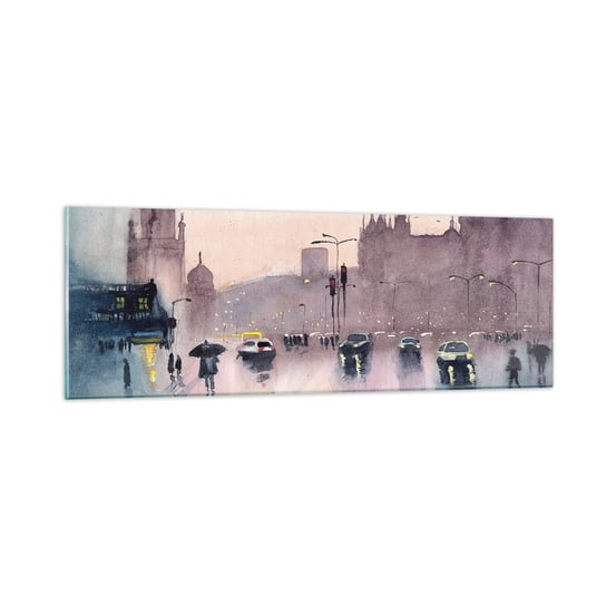 Obraz na szkle - W deszczowej mgiełce - 90x30cm - Miasto Architektura Zabytki - Nowoczesny szklany obraz do salonu do sypialni ARTTOR ARTTOR