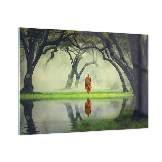 Obraz na szkle - W drodze do oświecenia - 100x70cm - Azja Mnich Buddyzm - Nowoczesny foto szklany obraz do salonu do sypialni ARTTOR ARTTOR