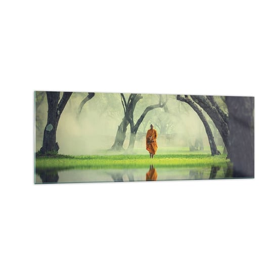Obraz na szkle - W drodze do oświecenia - 140x50cm - Azja Mnich Buddyzm - Nowoczesny szklany obraz do salonu do sypialni ARTTOR ARTTOR