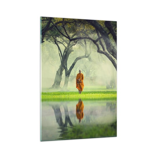 Obraz na szkle - W drodze do oświecenia - 80x120cm - Azja Mnich Buddyzm - Nowoczesny szklany obraz na ścianę do salonu do sypialni ARTTOR ARTTOR
