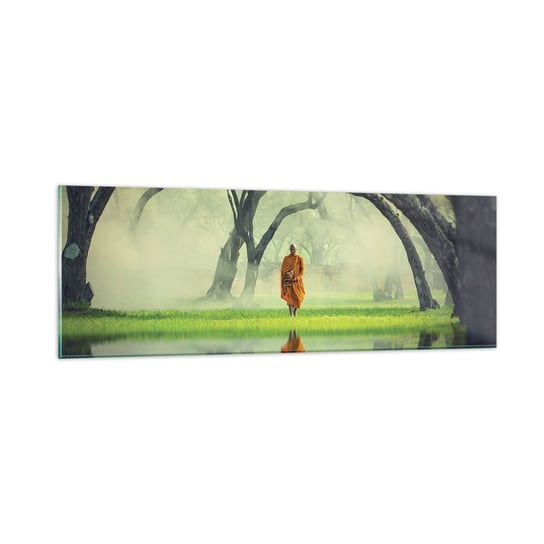 Obraz na szkle - W drodze do oświecenia - 90x30cm - Azja Mnich Buddyzm - Nowoczesny szklany obraz do salonu do sypialni ARTTOR ARTTOR