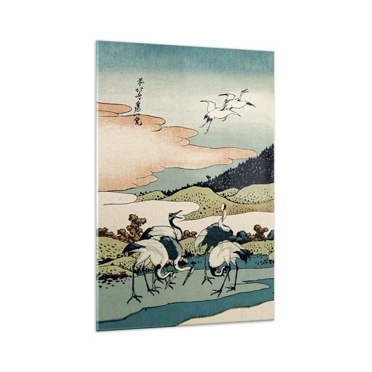 Obraz na szkle - W japońskim duchu - 70x100cm - Bocian Ptak Krajobraz - Nowoczesny foto szklany obraz do salonu do sypialni ARTTOR ARTTOR