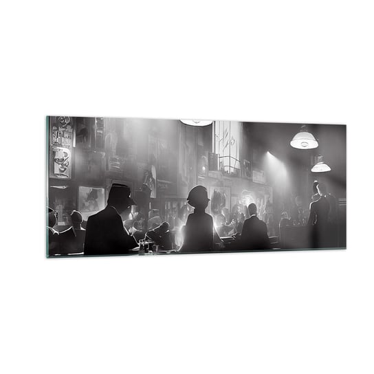 Obraz na szkle - W jazzowym klimacie - 100x40cm - Bar Retro Ludzie - Nowoczesny foto szklany obraz do salonu do sypialni ARTTOR ARTTOR