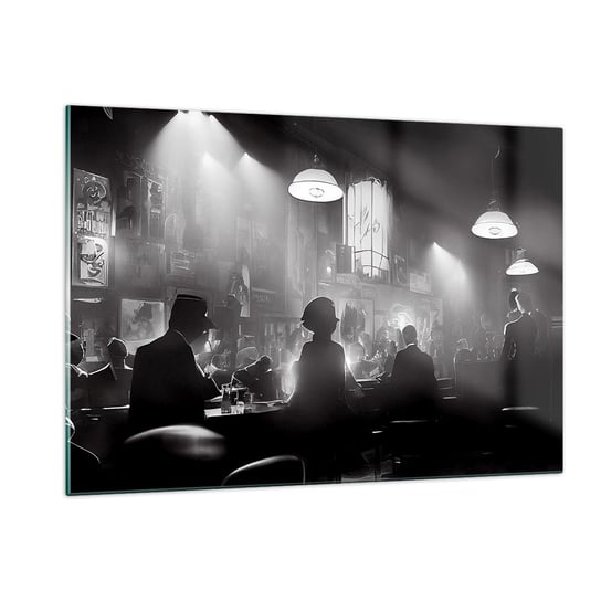 Obraz na szkle - W jazzowym klimacie - 120x80cm - Bar Retro Ludzie - Nowoczesny szklany obraz na ścianę do salonu do sypialni ARTTOR ARTTOR