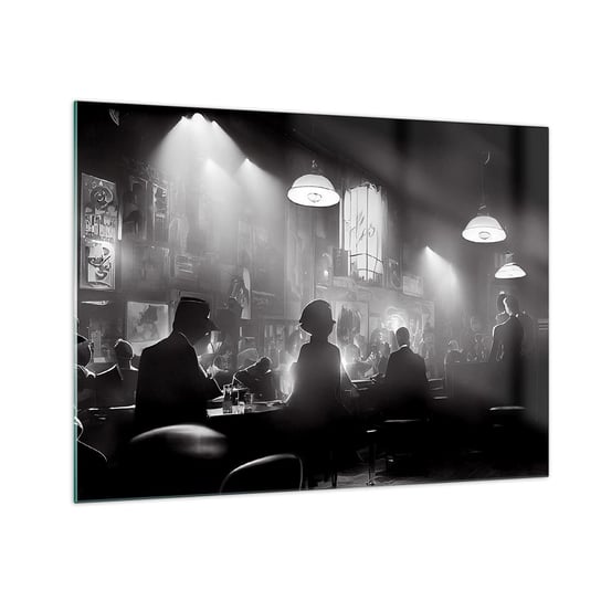 Obraz na szkle - W jazzowym klimacie - 70x50cm - Bar Retro Ludzie - Nowoczesny szklany obraz do salonu do sypialni ARTTOR ARTTOR