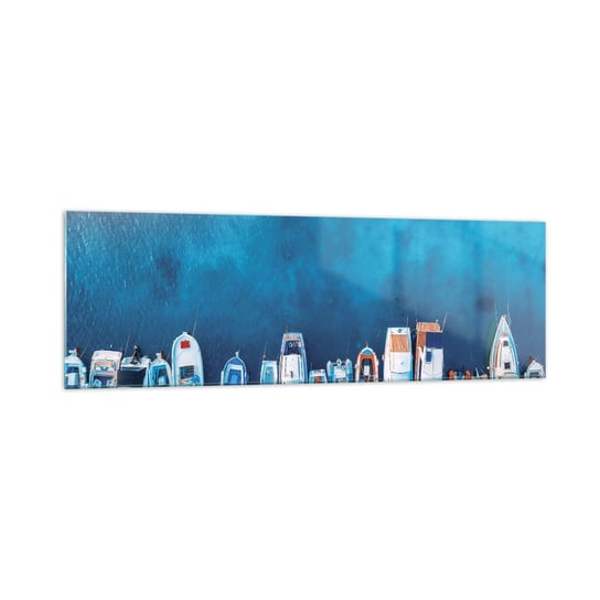 Obraz na szkle - W jednym rzędzie - 160x50cm - Jachty Port Morze - Nowoczesny foto szklany obraz do salonu do sypialni ARTTOR ARTTOR