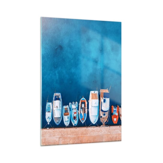 Obraz na szkle - W jednym rzędzie - 50x70cm - Jachty Port Morze - Nowoczesny szklany obraz do salonu do sypialni ARTTOR ARTTOR