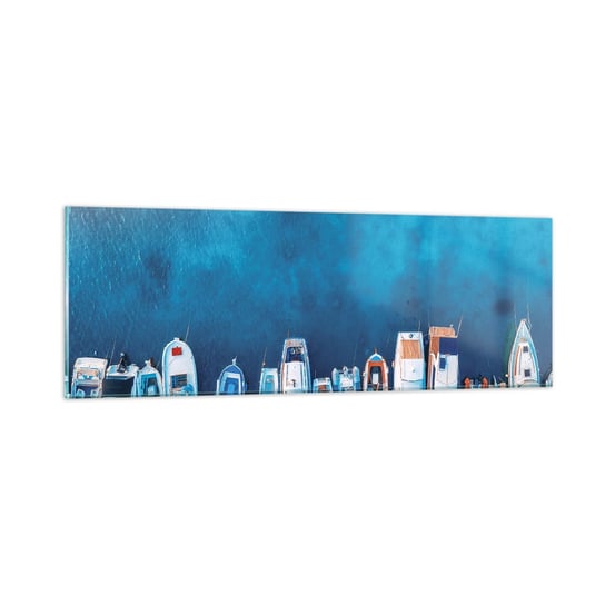 Obraz na szkle - W jednym rzędzie - 90x30cm - Jachty Port Morze - Nowoczesny szklany obraz do salonu do sypialni ARTTOR ARTTOR