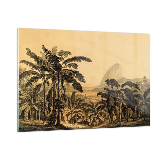 Obraz na szkle - w kolonialnym klimacie - 120x80cm - Krajobraz Plantacja Bananów Bananowiec - Nowoczesny szklany obraz na ścianę do salonu do sypialni ARTTOR ARTTOR