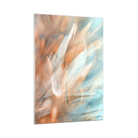 Obraz na szkle - W krainie łagodności - 50x70cm - Delikatny Pióra Minimalizm - Nowoczesny szklany obraz do salonu do sypialni ARTTOR ARTTOR