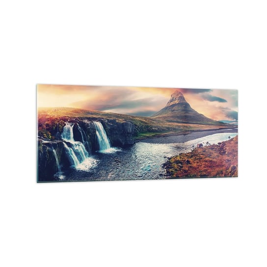Obraz na szkle - W majestacie przyrody - 120x50cm - Krajobraz Wodospad Góra - Nowoczesny szklany obraz na ścianę do salonu do sypialni ARTTOR ARTTOR