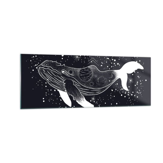 Obraz na szkle - W oceanie wszechświata - 140x50cm - Abstrakcja Wieloryb Czarno-Biały - Nowoczesny szklany obraz do salonu do sypialni ARTTOR ARTTOR