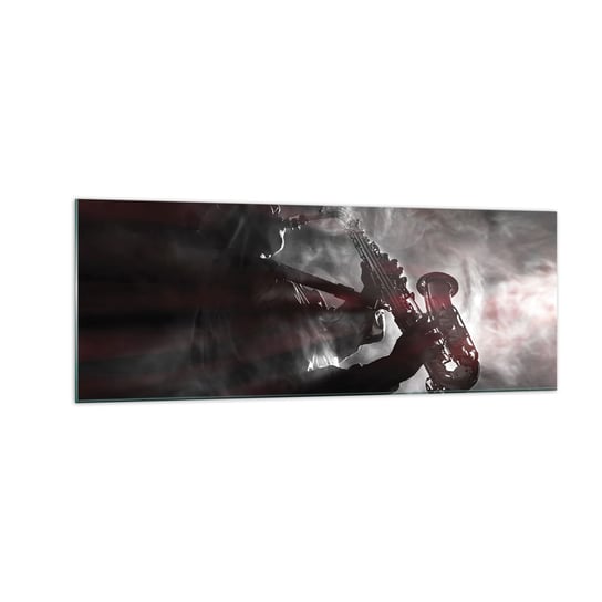 Obraz na szkle - W oparach jazzu - 140x50cm - Muzyka Saksofonista Instrument Muzyczny - Nowoczesny szklany obraz do salonu do sypialni ARTTOR ARTTOR