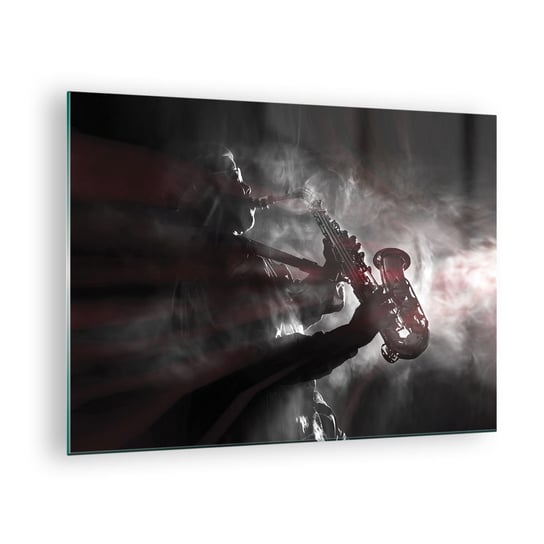 Obraz na szkle - W oparach jazzu - 70x50cm - Muzyka Saksofonista Instrument Muzyczny - Nowoczesny szklany obraz do salonu do sypialni ARTTOR ARTTOR