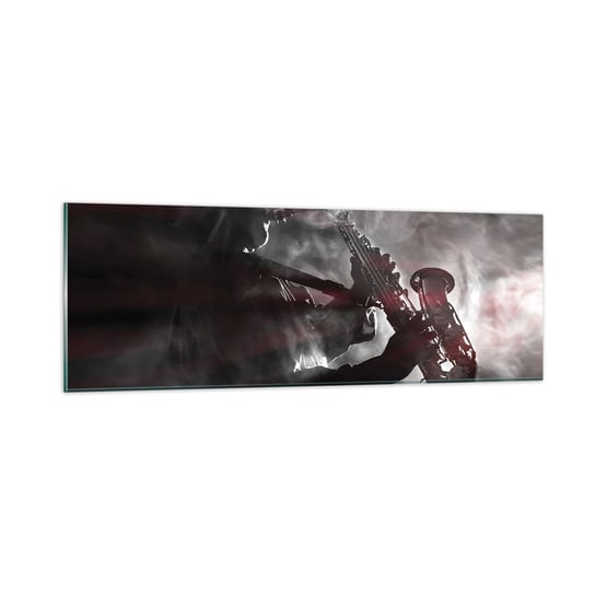 Obraz na szkle - W oparach jazzu - 90x30cm - Muzyka Saksofonista Instrument Muzyczny - Nowoczesny szklany obraz do salonu do sypialni ARTTOR ARTTOR