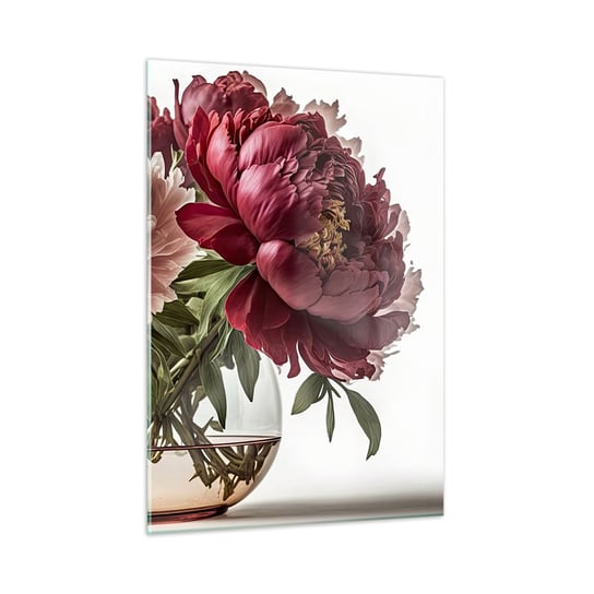 Obraz na szkle - W pełnym rozkwicie urody - 50x70cm - Bukiet Kwiatów Wazon Piwonie - Nowoczesny szklany obraz do salonu do sypialni ARTTOR ARTTOR