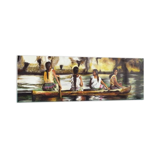 Obraz na szkle - W polinezyjskim raju - 160x50cm - Podróże Krajobraz Rzeka - Nowoczesny foto szklany obraz do salonu do sypialni ARTTOR ARTTOR