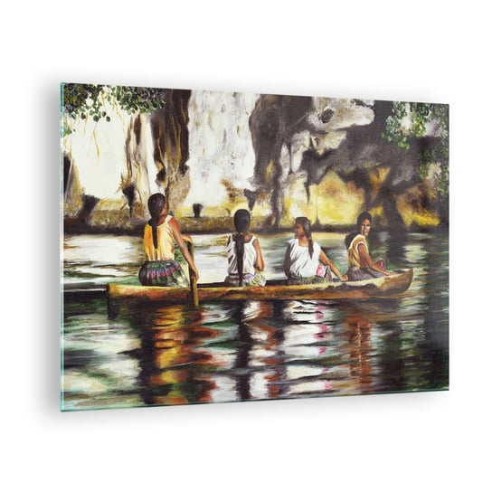 Obraz na szkle - W polinezyjskim raju - 70x50cm - Podróże Krajobraz Rzeka - Nowoczesny szklany obraz do salonu do sypialni ARTTOR ARTTOR