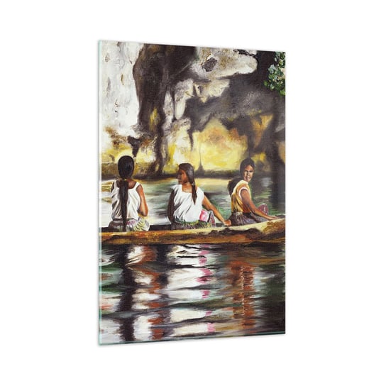 Obraz na szkle - W polinezyjskim raju - 80x120cm - Podróże Krajobraz Rzeka - Nowoczesny szklany obraz na ścianę do salonu do sypialni ARTTOR ARTTOR