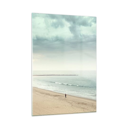 Obraz na szkle - w poszukiwaniu spokoju - 50x70cm - Morze Plaża Spacer - Nowoczesny szklany obraz do salonu do sypialni ARTTOR ARTTOR