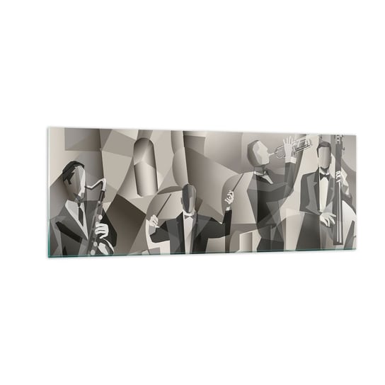 Obraz na szkle - W przestrzeni dźwięków - 140x50cm - Abstrakcja Zespół Muzyczny Jazz - Nowoczesny szklany obraz do salonu do sypialni ARTTOR ARTTOR
