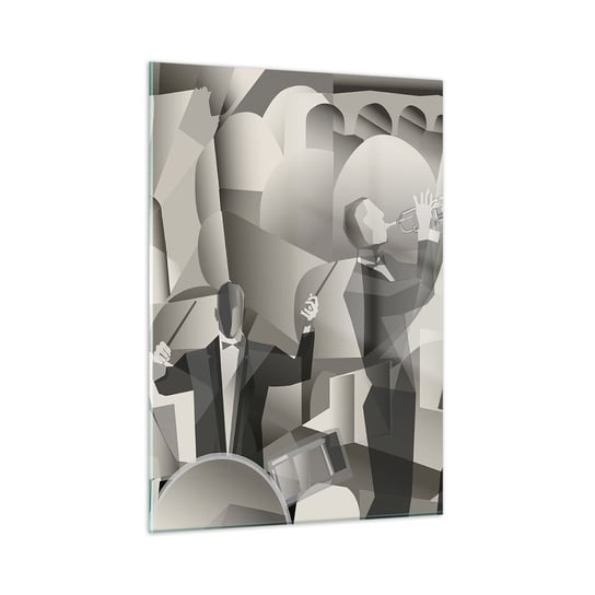 Obraz na szkle - W przestrzeni dźwięków - 50x70cm - Abstrakcja Zespół Muzyczny Jazz - Nowoczesny szklany obraz do salonu do sypialni ARTTOR ARTTOR