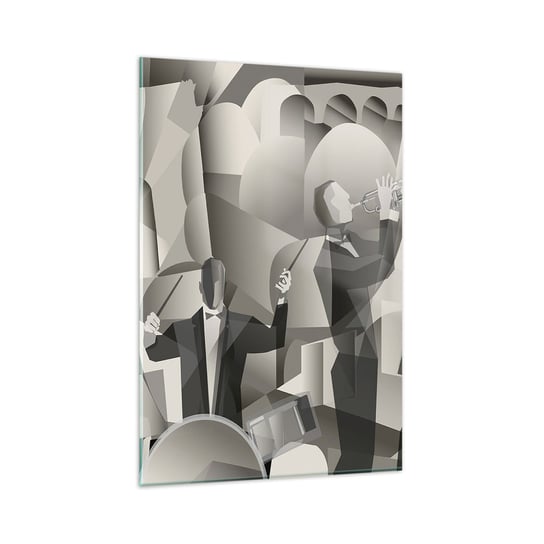 Obraz na szkle - W przestrzeni dźwięków - 80x120cm - Abstrakcja Zespół Muzyczny Jazz - Nowoczesny szklany obraz na ścianę do salonu do sypialni ARTTOR ARTTOR