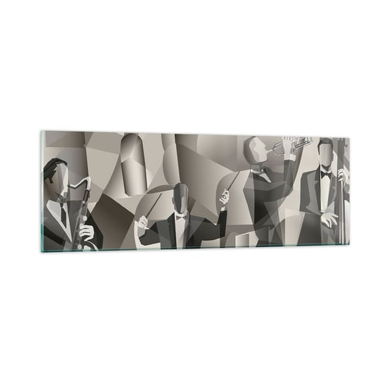 Obraz na szkle - W przestrzeni dźwięków - 90x30cm - Abstrakcja Zespół Muzyczny Jazz - Nowoczesny szklany obraz do salonu do sypialni ARTTOR ARTTOR