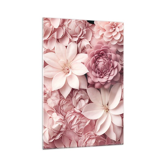 Obraz na szkle - W różowych płatkach - 70x100cm - Kwiaty Pastelowe Jasne - Nowoczesny foto szklany obraz do salonu do sypialni ARTTOR ARTTOR