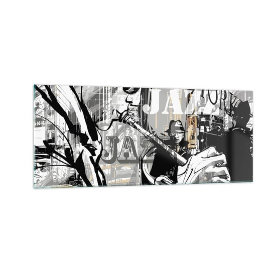 Obraz na szkle - W rytmie Nowego Jorku - 100x40cm - Nowy Jork Muzyka Jazz - Nowoczesny foto szklany obraz do salonu do sypialni ARTTOR ARTTOR