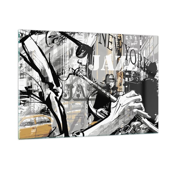 Obraz na szkle - W rytmie Nowego Jorku - 120x80cm - Nowy Jork Muzyka Jazz - Nowoczesny szklany obraz na ścianę do salonu do sypialni ARTTOR ARTTOR