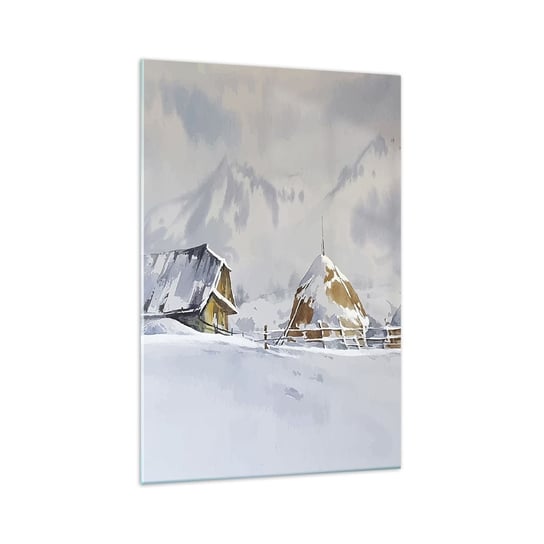 Obraz na szkle - W śnieżnej kotlinie - 70x100cm - Sztuka Góry Krajobraz - Nowoczesny foto szklany obraz do salonu do sypialni ARTTOR ARTTOR