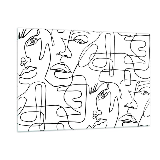 Obraz na szkle - W splątanych emocjach - 120x80cm - Twarze Kreska Oczy - Nowoczesny szklany obraz na ścianę do salonu do sypialni ARTTOR ARTTOR