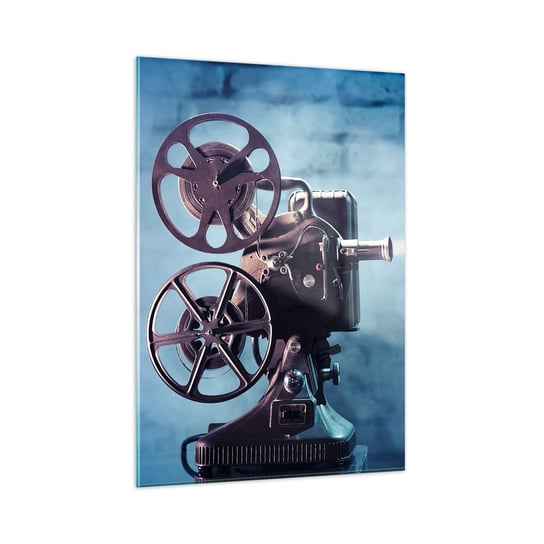 Obraz na szkle - W starym kinie - 50x70cm - Projektor Filmowy Vintage Kamera - Nowoczesny szklany obraz do salonu do sypialni ARTTOR ARTTOR