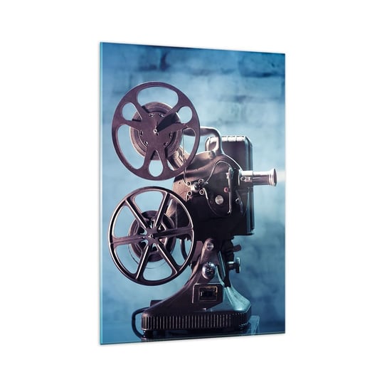 Obraz na szkle - W starym kinie - 70x100cm - Projektor Filmowy Vintage Kamera - Nowoczesny foto szklany obraz do salonu do sypialni ARTTOR ARTTOR