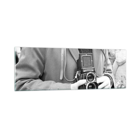 Obraz na szkle - W stylu retro - 90x30cm - Aparat Fotograficzny Vintage Kamera - Nowoczesny szklany obraz do salonu do sypialni ARTTOR ARTTOR