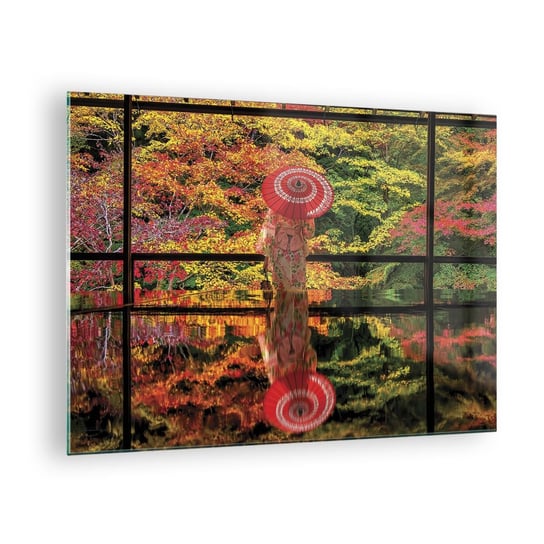 Obraz na szkle - W świątyni natury - 70x50cm - Ogród Japoński Natura Gejsza - Nowoczesny szklany obraz do salonu do sypialni ARTTOR ARTTOR