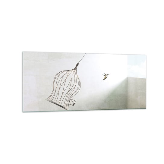 Obraz na szkle - W swoim żywiole - 120x50cm - Abstrakcja Ptak Klatka Dla Ptaków - Nowoczesny szklany obraz na ścianę do salonu do sypialni ARTTOR ARTTOR