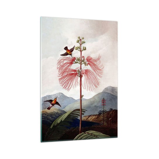 Obraz na szkle - W tropikalnym raju - 80x120cm - Kwiat Egzotyczny Vintage - Nowoczesny szklany obraz na ścianę do salonu do sypialni ARTTOR ARTTOR