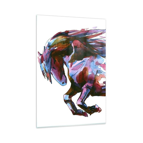 Obraz na szkle - W uniesieniu - 80x120cm - Zwierzęta Abstrakcja Koń - Nowoczesny szklany obraz na ścianę do salonu do sypialni ARTTOR ARTTOR