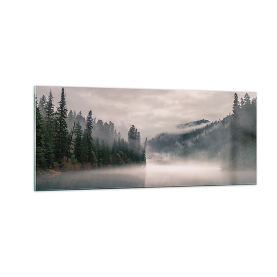 Obraz na szkle - W zadumie, we mgle - 100x40cm - Krajobraz Las Góry - Nowoczesny foto szklany obraz do salonu do sypialni ARTTOR ARTTOR