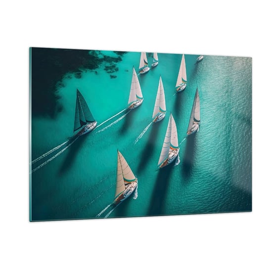 Obraz na szkle - W zawody z wiatrem - 120x80cm - Żaglówki Regaty Ocean - Nowoczesny szklany obraz na ścianę do salonu do sypialni ARTTOR ARTTOR