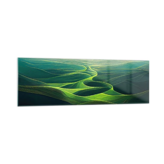 Obraz na szkle - W zielonych dolinach - 160x50cm - Krajobraz Łąka Doliny - Nowoczesny foto szklany obraz do salonu do sypialni ARTTOR ARTTOR